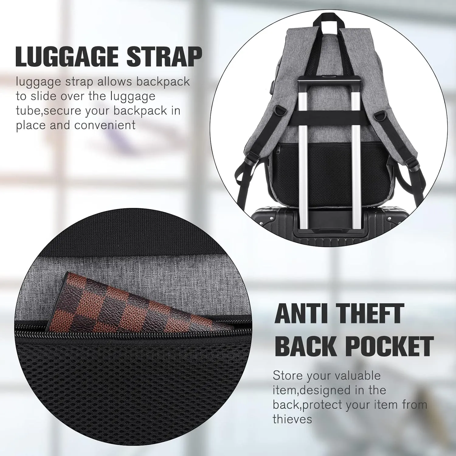 Travel Laptop Backpack, School Backpack Business Anti Theft Slim Sturdy Laptops Backpack with USB Charging Port Water Resistant College School Computer Bag Fits 17.3 Inch Notebook Over 3 Years Old
