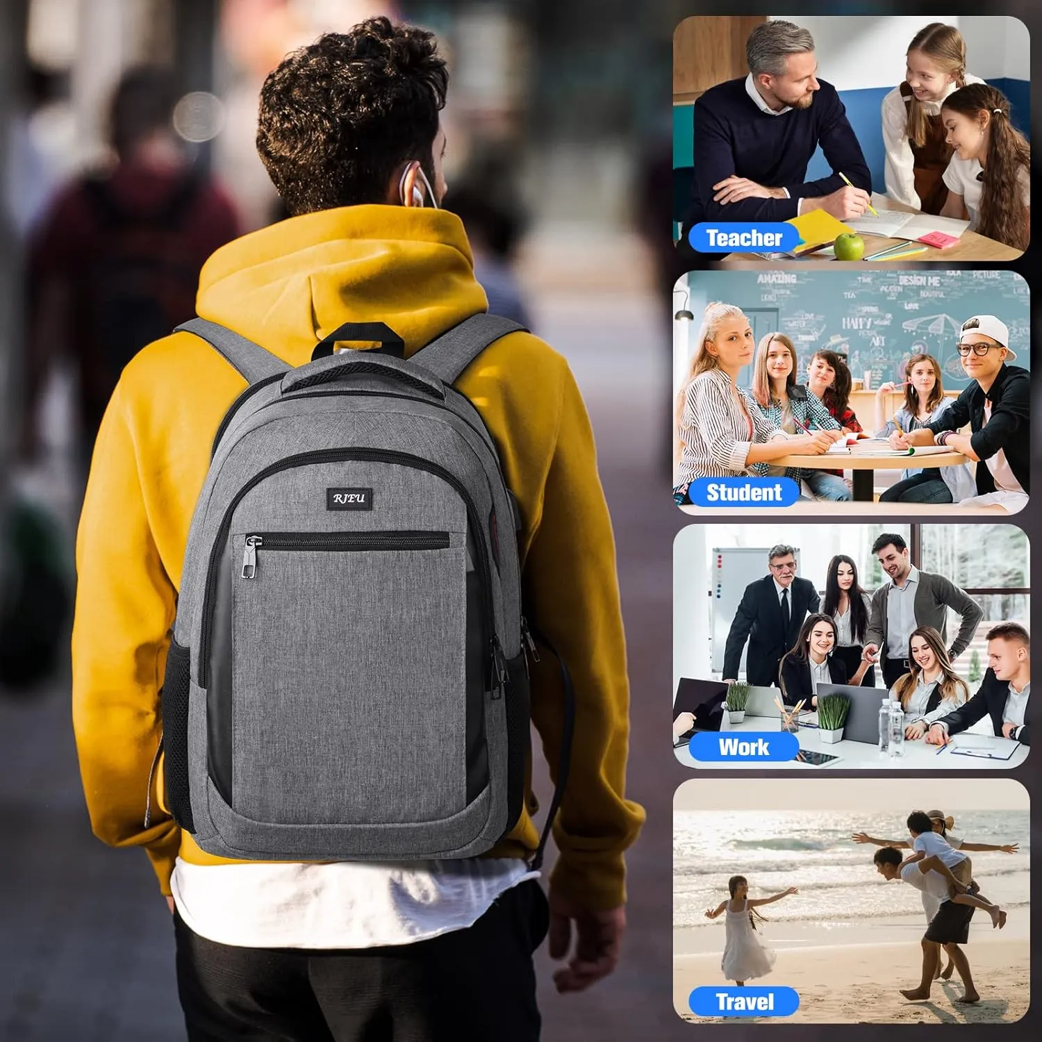 Travel Laptop Backpack, School Backpack Business Anti Theft Slim Sturdy Laptops Backpack with USB Charging Port Water Resistant College School Computer Bag Fits 17.3 Inch Notebook Over 3 Years Old
