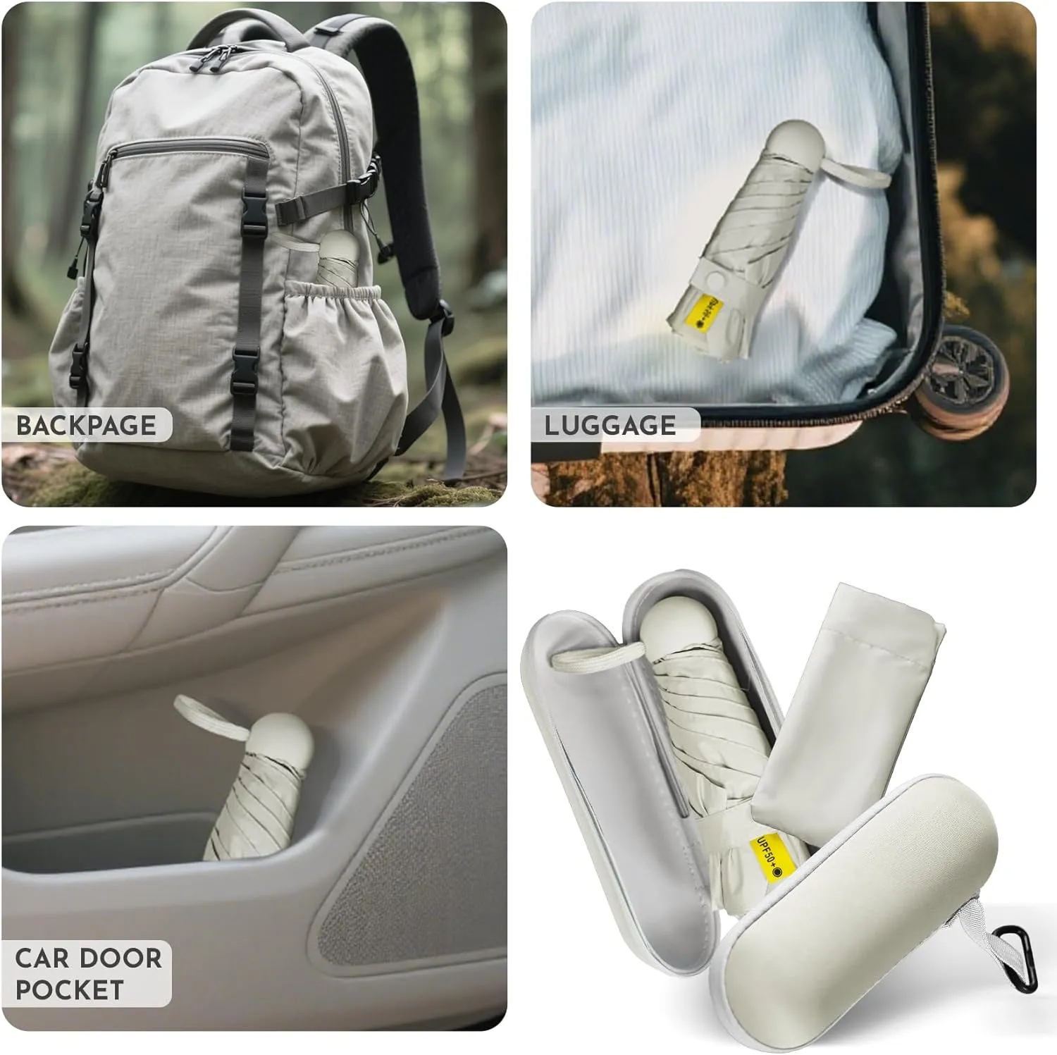 Travel Mini Umbrella Compact Small & Lightweight, UV Rain Protection, Pocket-Sized Folding Umbrellas with Quickdraw & Case for Men Women & Kids Backpack