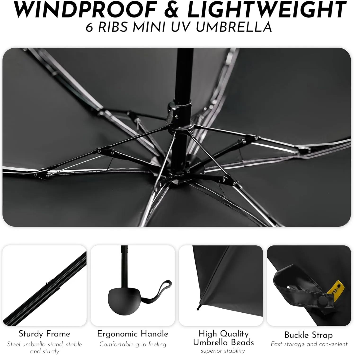 Travel Mini Umbrella Compact Small & Lightweight, UV Rain Protection, Pocket-Sized Folding Umbrellas with Quickdraw & Case for Men Women & Kids Backpack