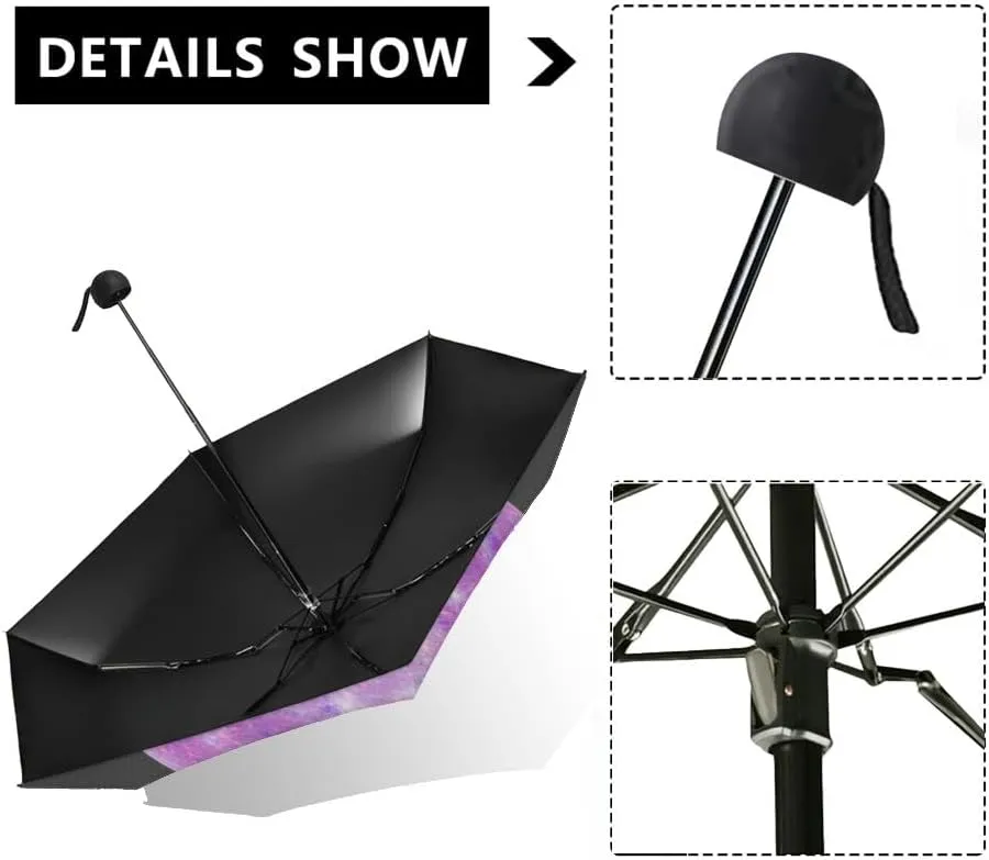 Travel Umbrella for Rain Windproof Moon over the pond Cute Portable Compact Mini Umbrella for Women Purse Backpack Car Black Sun UV Protection