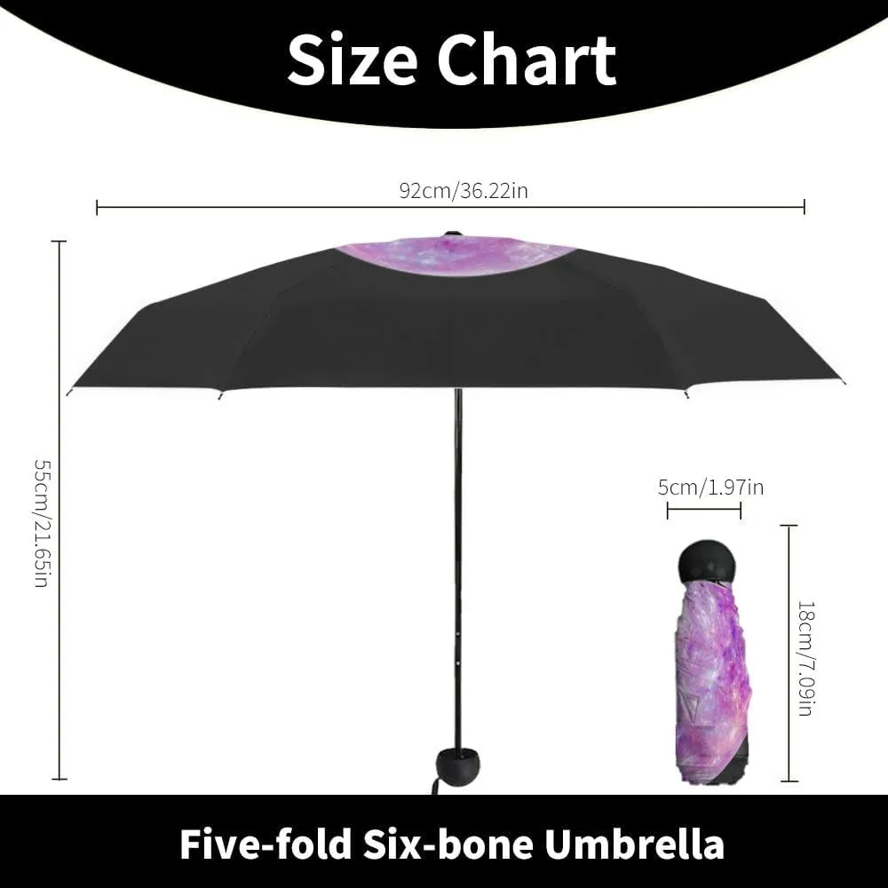 Travel Umbrella for Rain Windproof Moon over the pond Cute Portable Compact Mini Umbrella for Women Purse Backpack Car Black Sun UV Protection