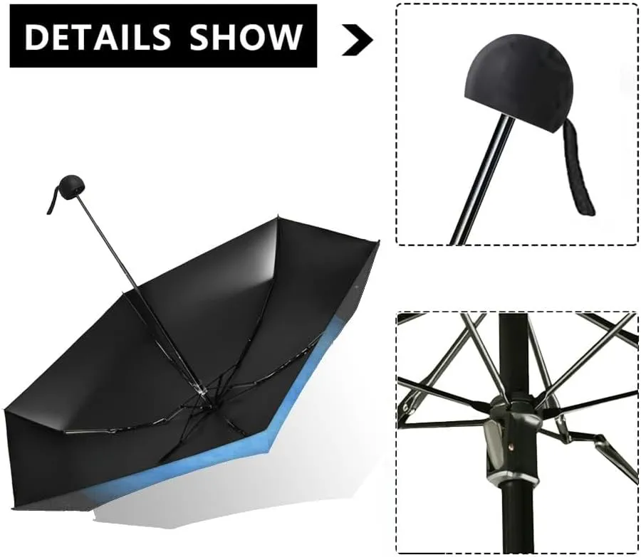 Travel Umbrella for Rain Windproof Moon over the pond Cute Portable Compact Mini Umbrella for Women Purse Backpack Car Black Sun UV Protection