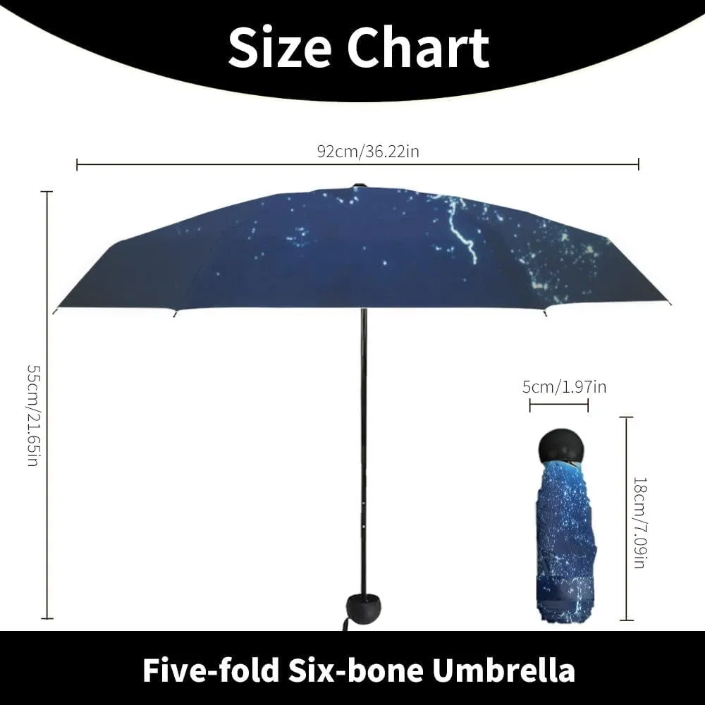 Travel Umbrella for Rain Windproof Moon over the pond Cute Portable Compact Mini Umbrella for Women Purse Backpack Car Black Sun UV Protection