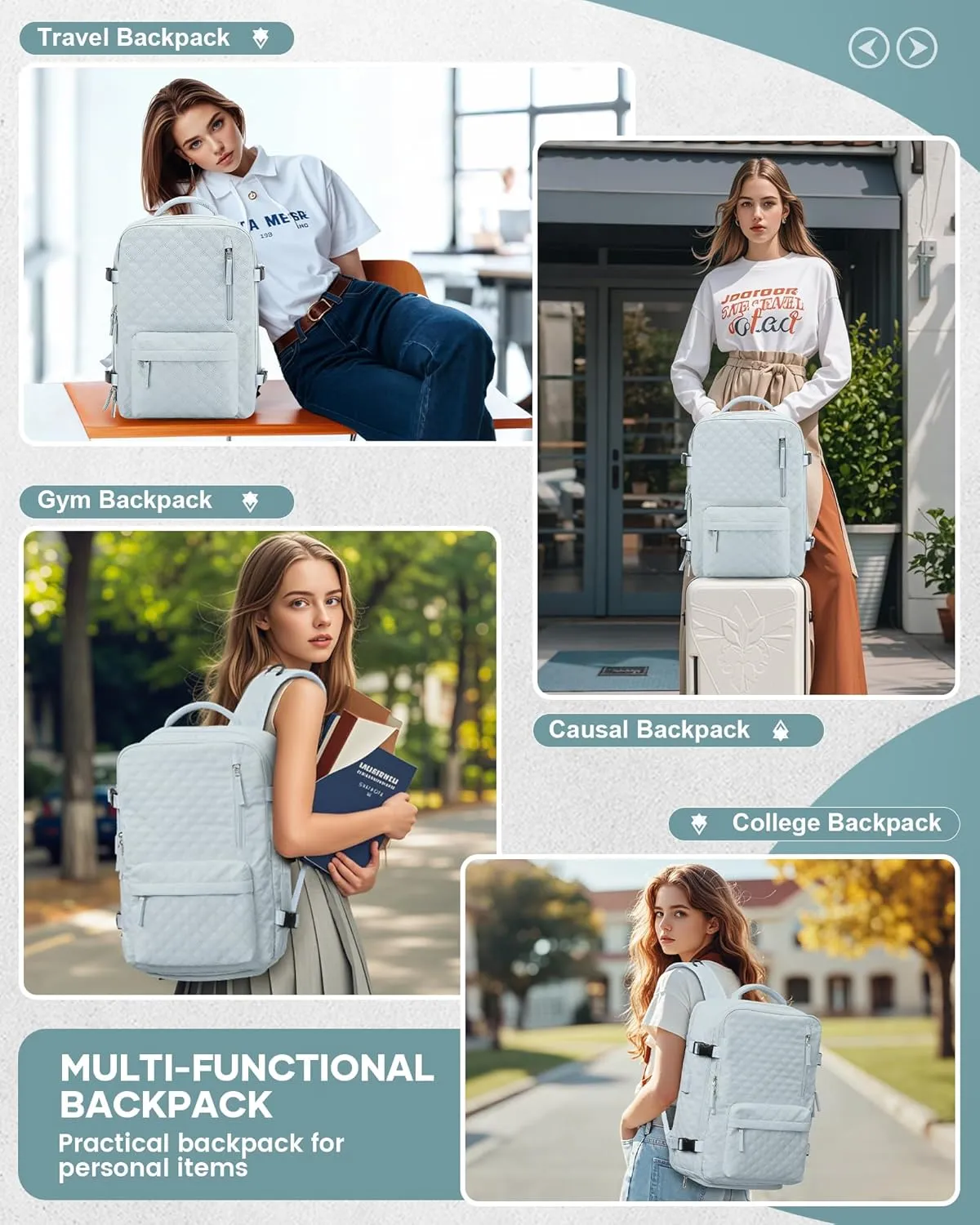 Travel Vacuum Storage Backpack with Air Pump Vacuum Seal Compression Space Saver Bags Clothing Vacpack Airback 18x14x8 inches Travel Bag Carry on Personal item Laptop Work Backpacks Women LightBlue