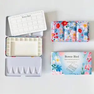 Travel Watercolor Palette,Portable Ceramic Palette 16 Well,Empty Paint Palette,Small Travel Metal Paint Boxwith Porcelain Palette (16Well)