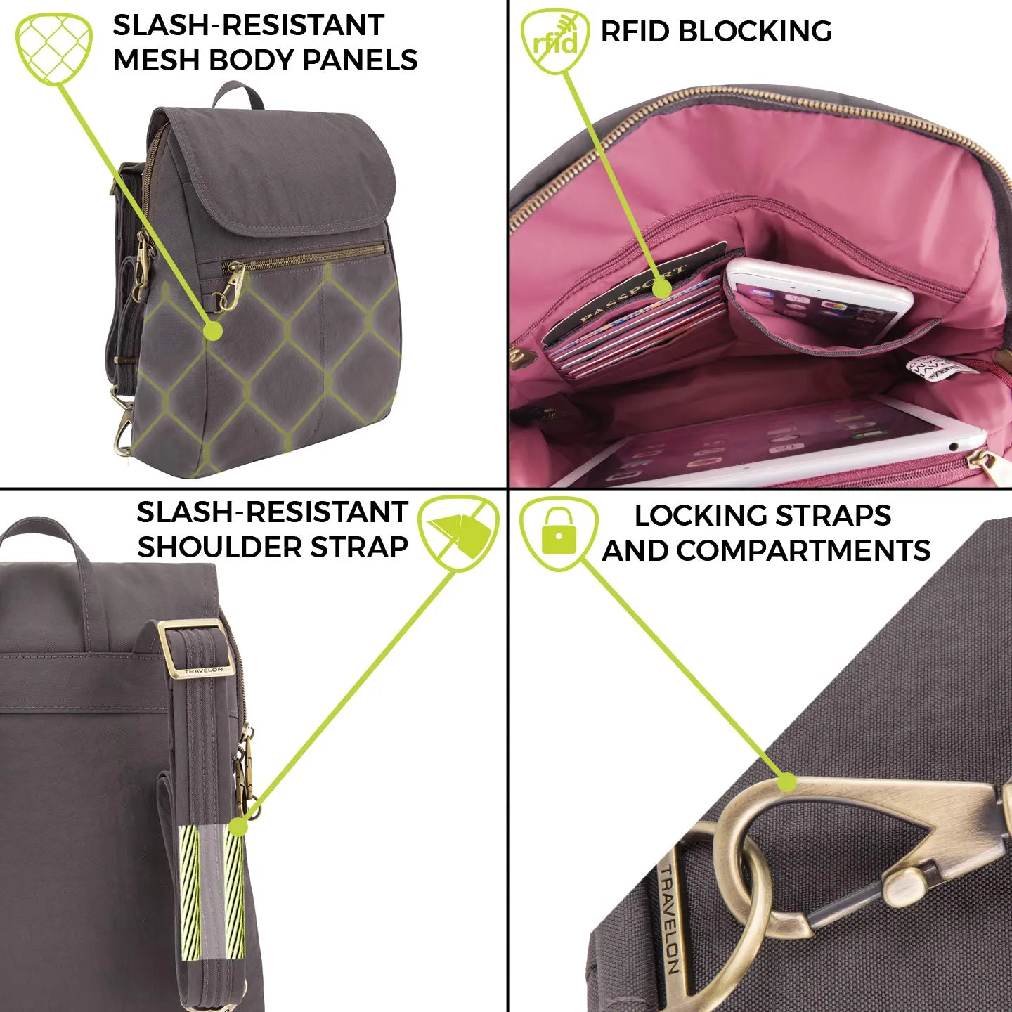 Travelon Travelon Anti-theft Signature Slim Backpack, Ruby (red) - 43331-242