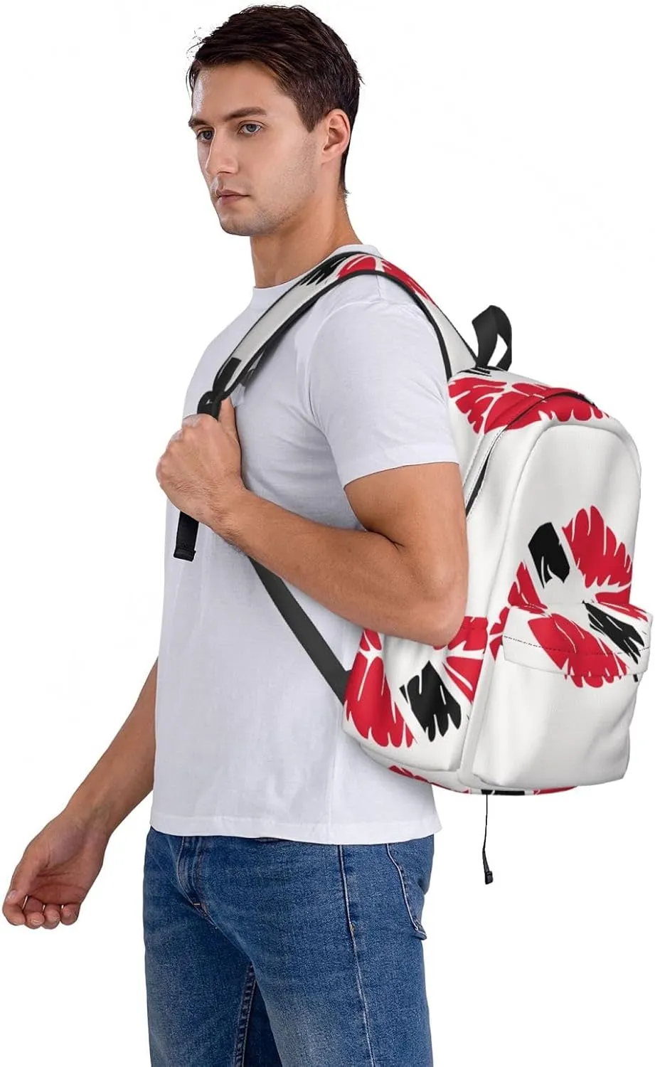 Trinidad Tobago Lips Flag Kiss Casual Backpack Large Capacity Travel Backpacks Laptop Daypack Commuter Rucksack Adjustable Strap Sports Bags for Hiking Biking