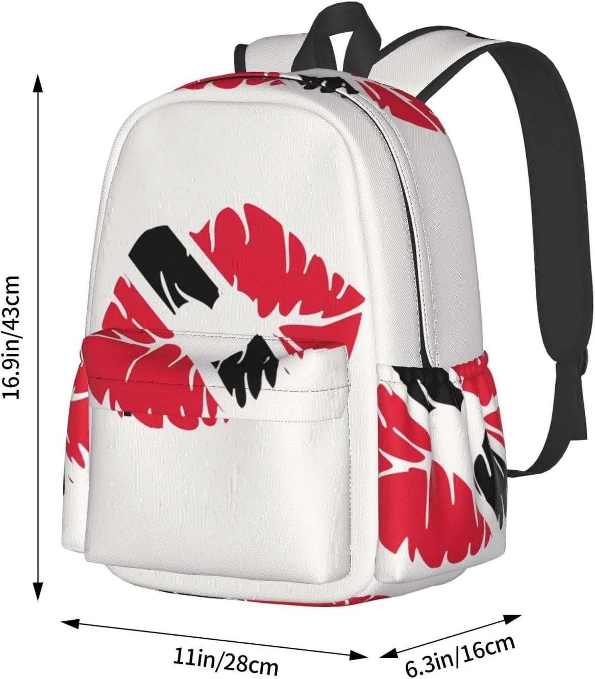 Trinidad Tobago Lips Flag Kiss Casual Backpack Large Capacity Travel Backpacks Laptop Daypack Commuter Rucksack Adjustable Strap Sports Bags for Hiking Biking