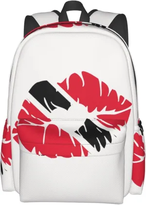 Trinidad Tobago Lips Flag Kiss Casual Backpack Large Capacity Travel Backpacks Laptop Daypack Commuter Rucksack Adjustable Strap Sports Bags for Hiking Biking