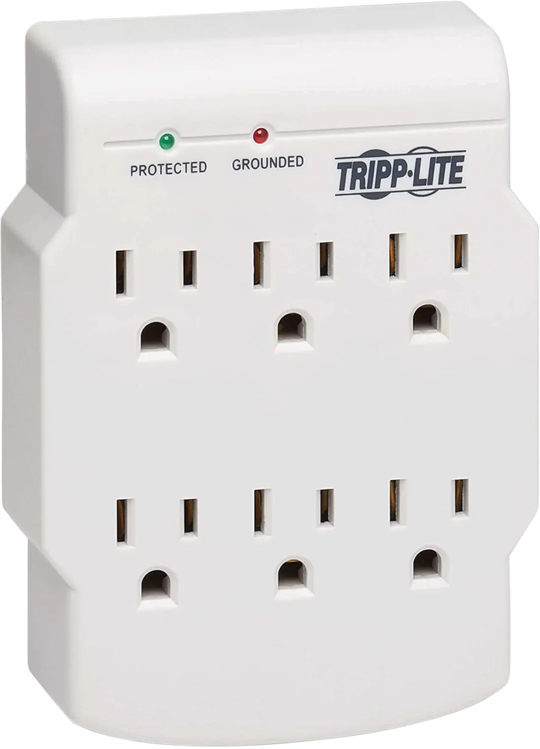 Tripp Lite 6 Outlet Surge Protector Power Strip, Direct Plug in, Gray, Lifetime Limited Warranty & $10,000 Insurance (SK6-0) White
