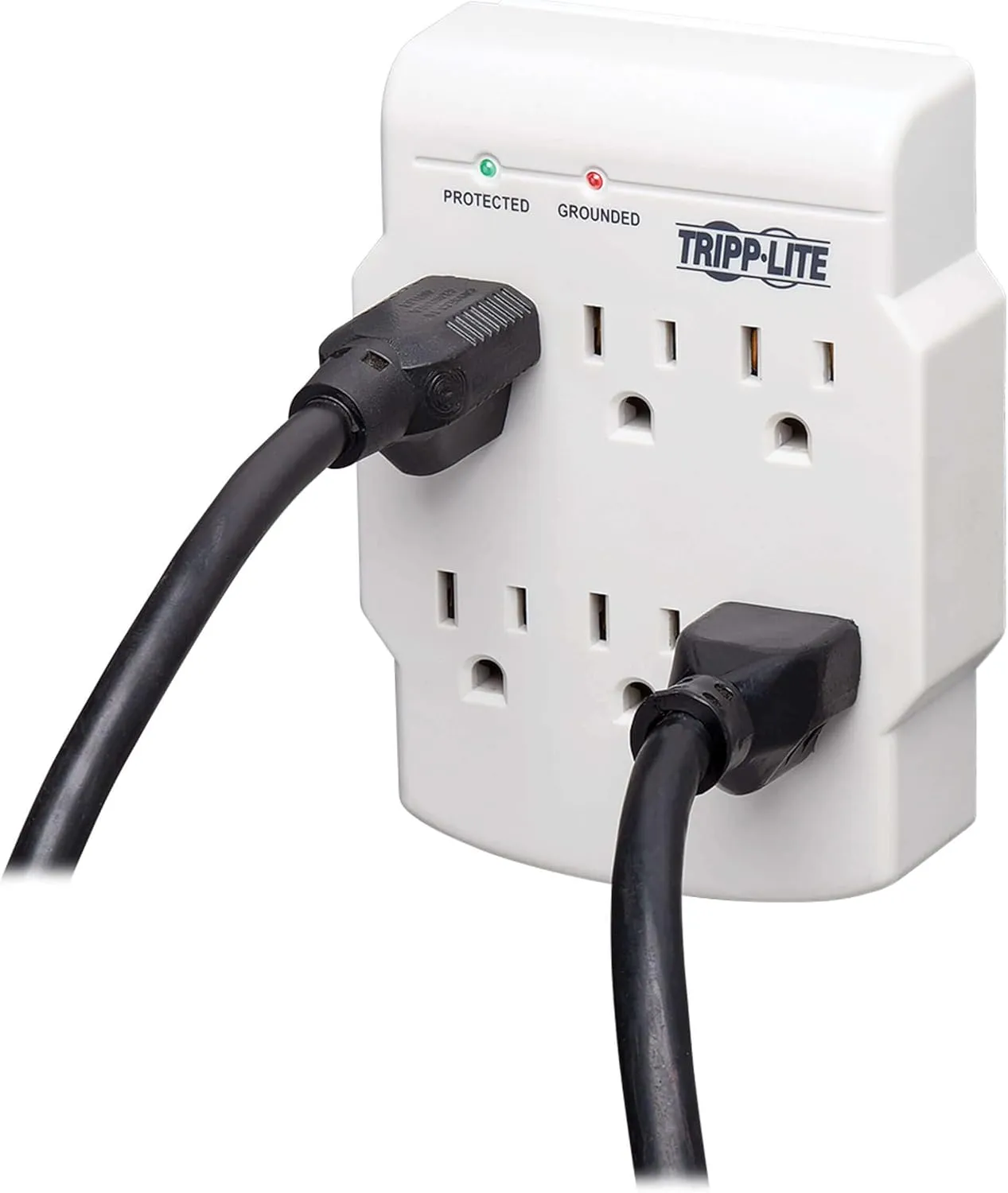 Tripp Lite 6 Outlet Surge Protector Power Strip, Direct Plug in, Gray, Lifetime Limited Warranty & $10,000 Insurance (SK6-0) White