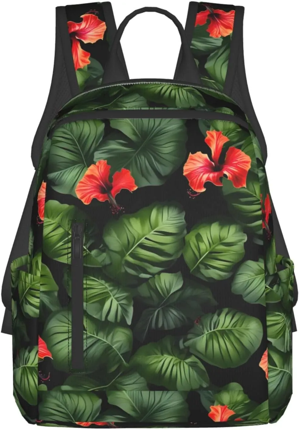 Tropical Flowers and Foliage Lightweight Backpack Travel Shoulder Bag with Stylish Print, Leisure Day Trips Shopping Backpack