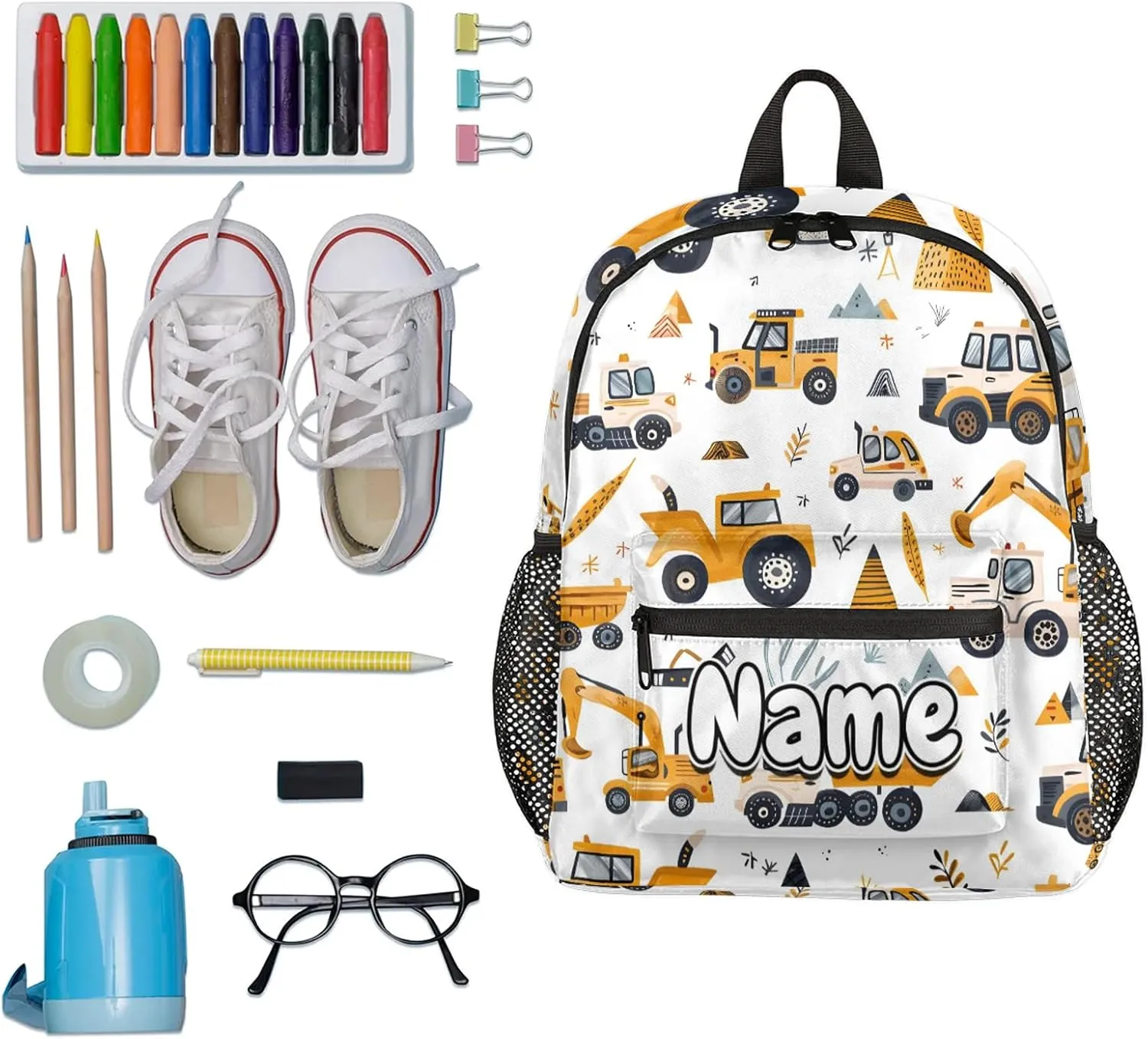 Trucks Personalized Backpack Bag with Name Lightweight Custom Shoulder Bags Waterproof Casual Backpacks Travel Laptop Bag for Work Picnic 12in