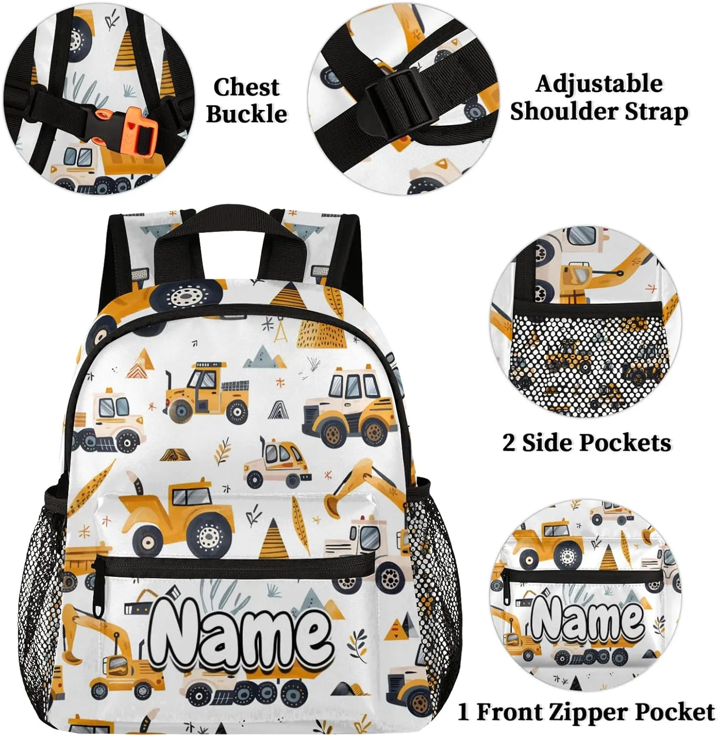 Trucks Personalized Backpack Bag with Name Lightweight Custom Shoulder Bags Waterproof Casual Backpacks Travel Laptop Bag for Work Picnic 12in