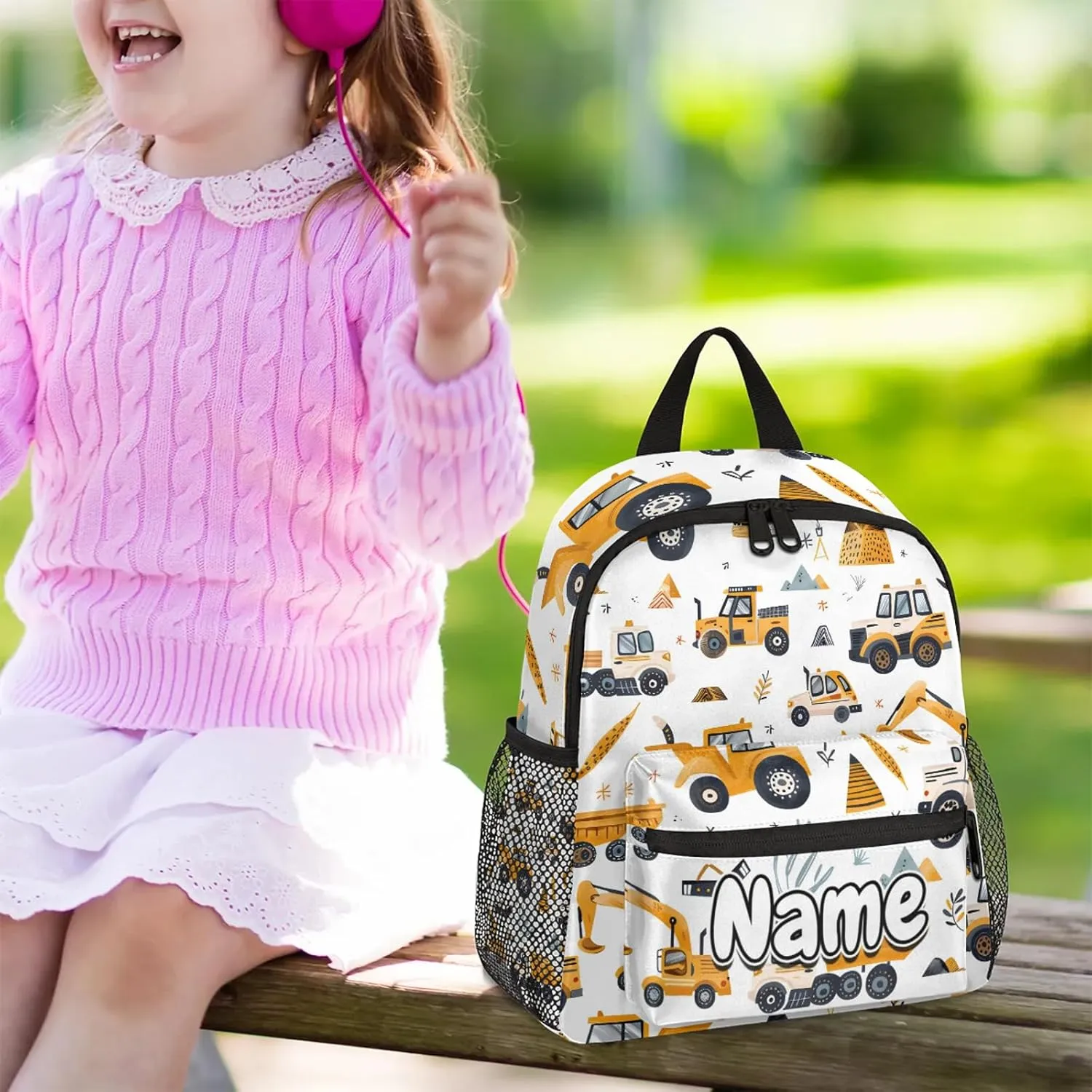 Trucks Personalized Backpack Bag with Name Lightweight Custom Shoulder Bags Waterproof Casual Backpacks Travel Laptop Bag for Work Picnic 12in