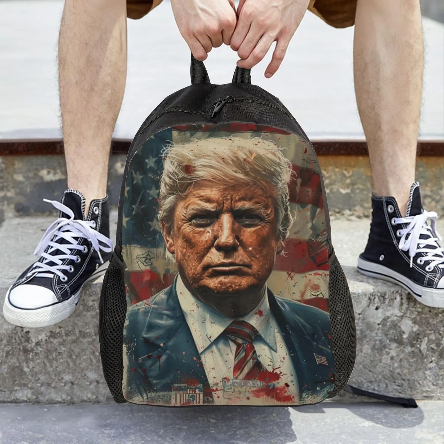 Trump American Flag Backpack Waterproof Anti Theft Durable Light Laptop Bag Backpacks For Women Men Travel Gym Backpack