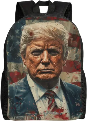 Trump American Flag Backpack Waterproof Anti Theft Durable Light Laptop Bag Backpacks For Women Men Travel Gym Backpack