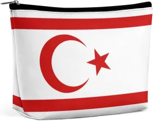 Turkish Republic Northern Cyprus Flag Portable Makeup Bag Zipper Cosmetic Pouch Organizer for Women Girls