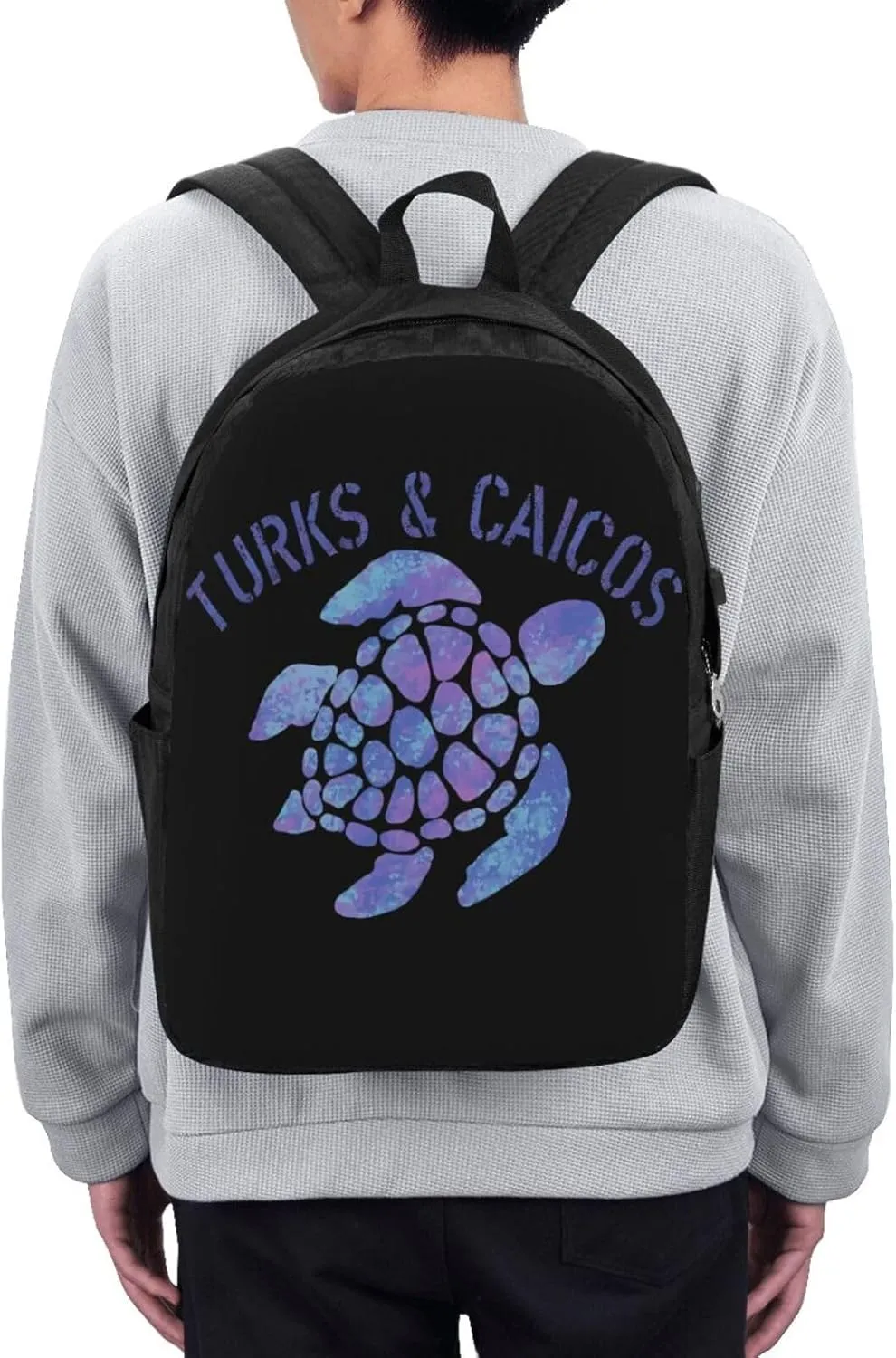 Turks Caicos Islands Flag Turtle Laptop Backpacks Travel Backpack Casual Business Daypack Sport Rucksack Computer Bag Fits up to 17 Inch Notebook with USB Port