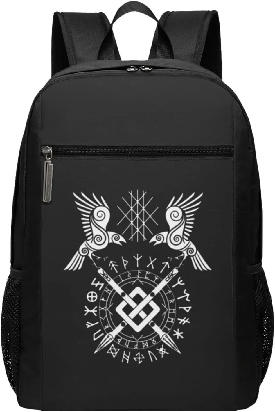 Twin Ravens Of Odin Norse Pagan Symbol Travel Laptop Backpack, Business Anti Theft Slim Sturdy Laptops Backpacks, College Computer Bag Gift for Men & Women Fits 17 Inch Notebook,Black