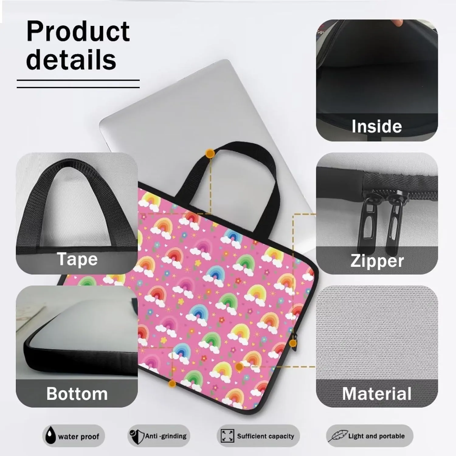 Uasibuni Laptop Sleeve Case with Handle for 14/15.6/ 17In Laptop,Laptop Case Cover Cute Laptop Bag for Women Men