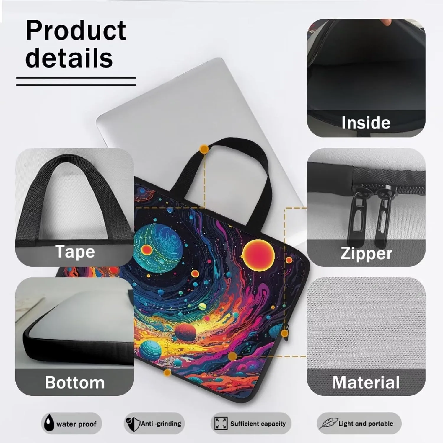 Uasibuni Laptop Sleeve Case with Handle for 14/15.6/ 17In Laptop,Laptop Case Cover Cute Laptop Bag for Women Men