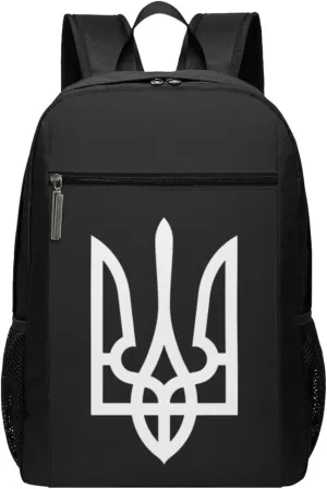 Ukraine Tryzub Proud Ukrainian Travel Laptop Backpack, Business Anti Theft Slim Sturdy Laptops Backpacks, College Computer Bag Gift for Men & Women Fits 17 Inch Notebook,Black