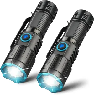 ULTRAFIRE Keychain Flashlight, 1000 High Lumens Pocket Flashlight with Clip, Small Rechargeable Flashlight with Magnetic Tail, Zoomable Mini EDC Flashlight for Outdoor and Emergency - Pack of 2
