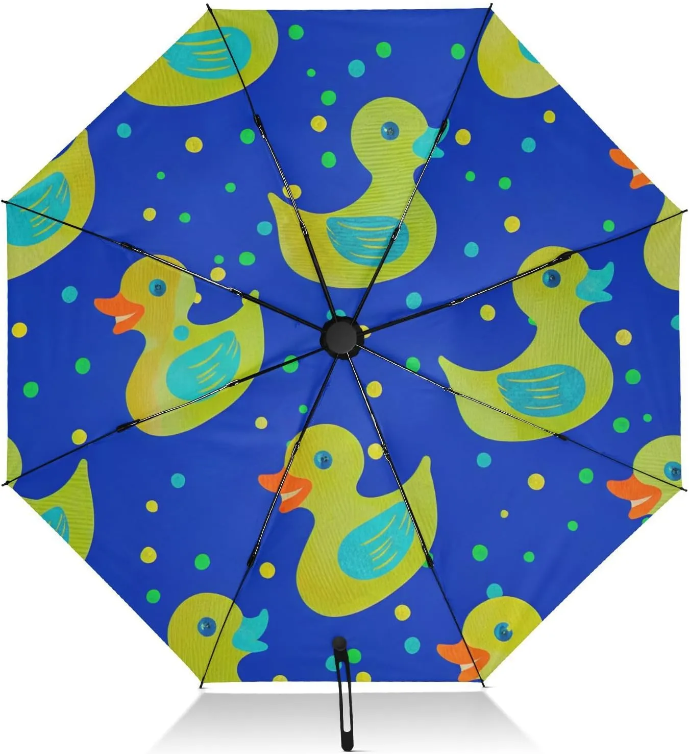 Umbrella, Auto Open Close Umbrella Small Compact Windproof, Compact Size for Backpacks/Handbags - for Travel, Cute Ducks Blue