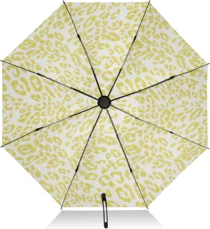 Umbrella, Auto Open Close Umbrellas for Rain Compact Windproof, Compact Size for Backpacks/Handbags - for Travel, Leopard Animal Print Yellow