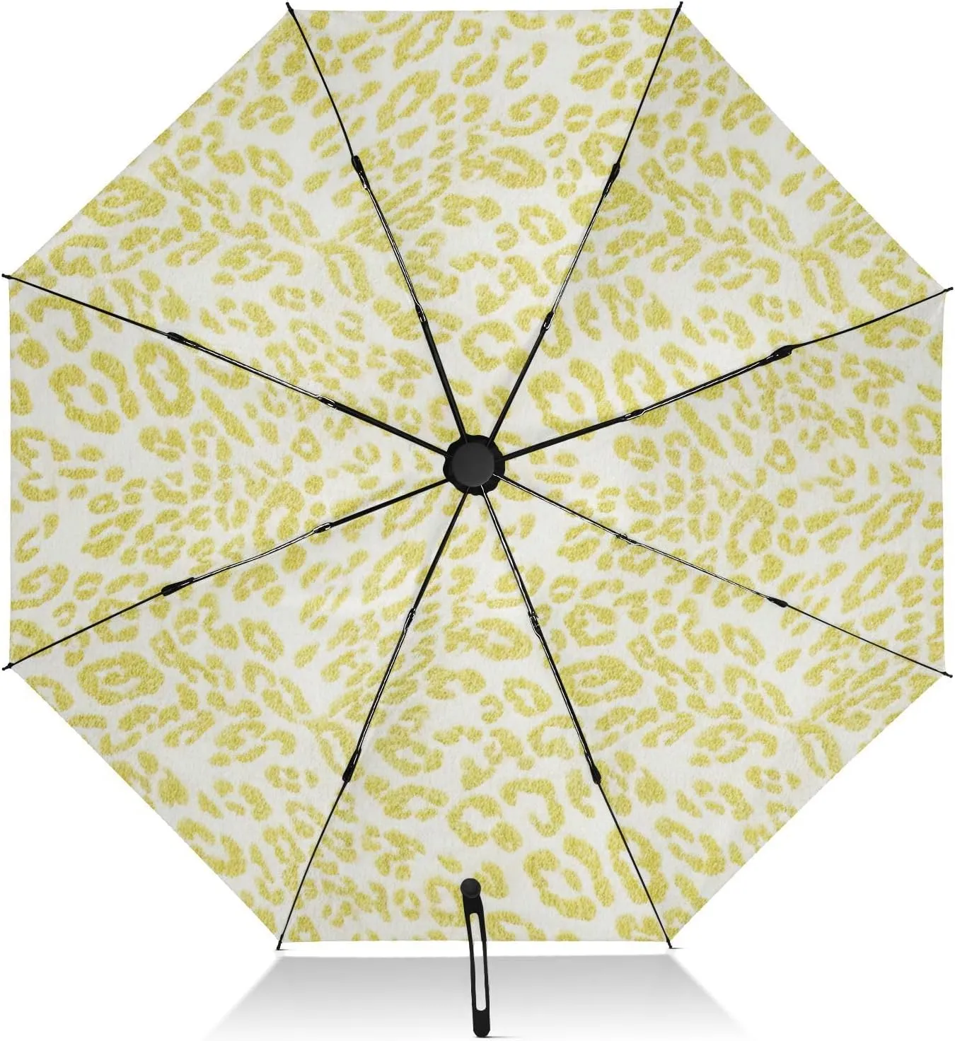Umbrella, Auto Open Close Umbrellas for Rain Compact Windproof, Compact Size for Backpacks/Handbags - for Travel, Leopard Animal Print Yellow