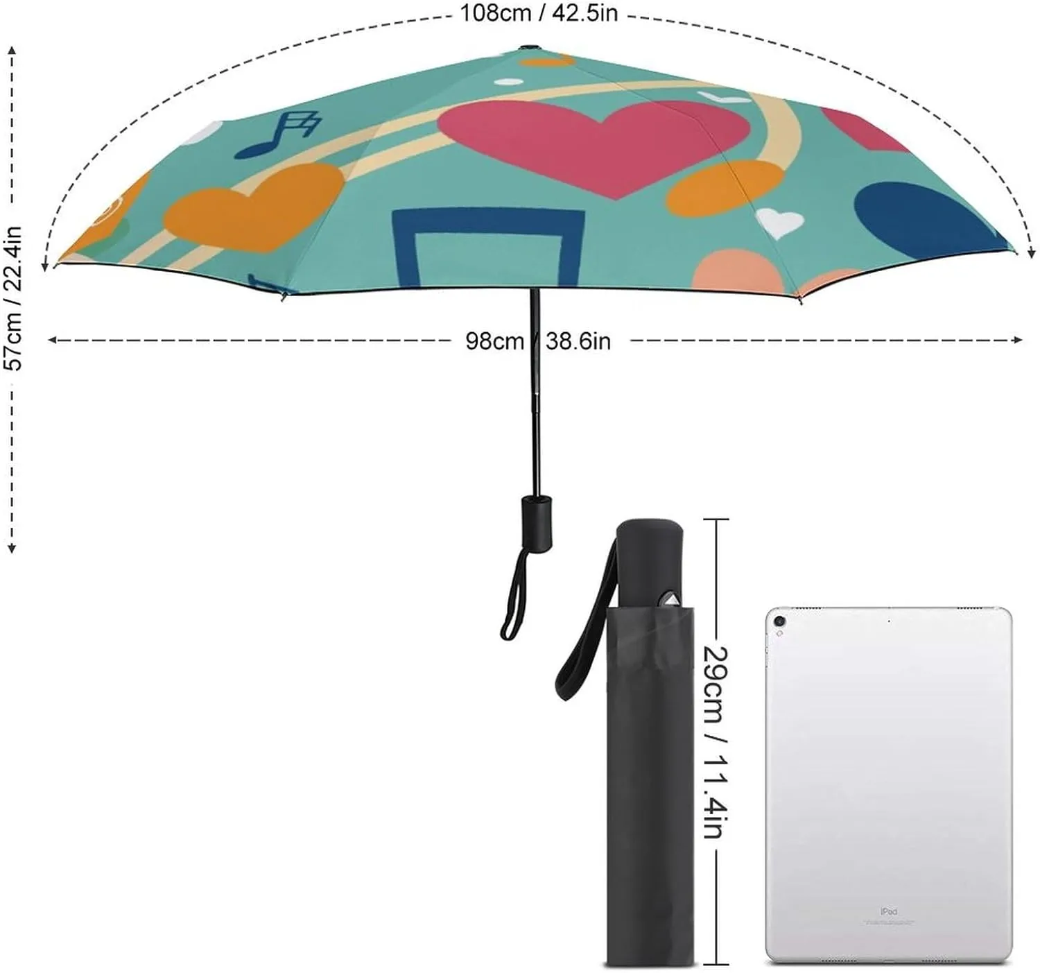 Umbrella Compact Folding Wooded Hunting Travel Umbrella Auto Open And Close for Windproof, Rainproof
