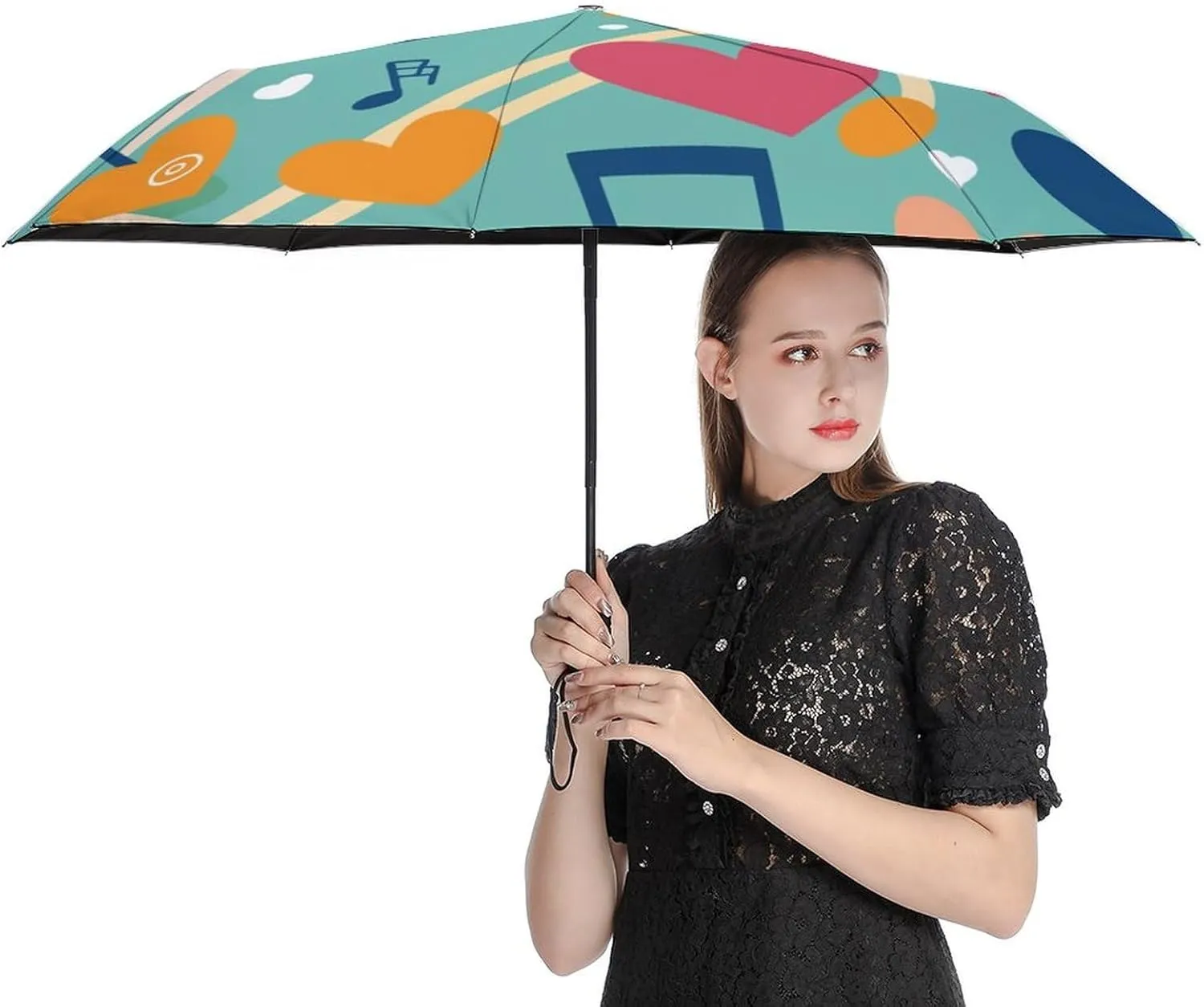 Umbrella Compact Folding Wooded Hunting Travel Umbrella Auto Open And Close for Windproof, Rainproof