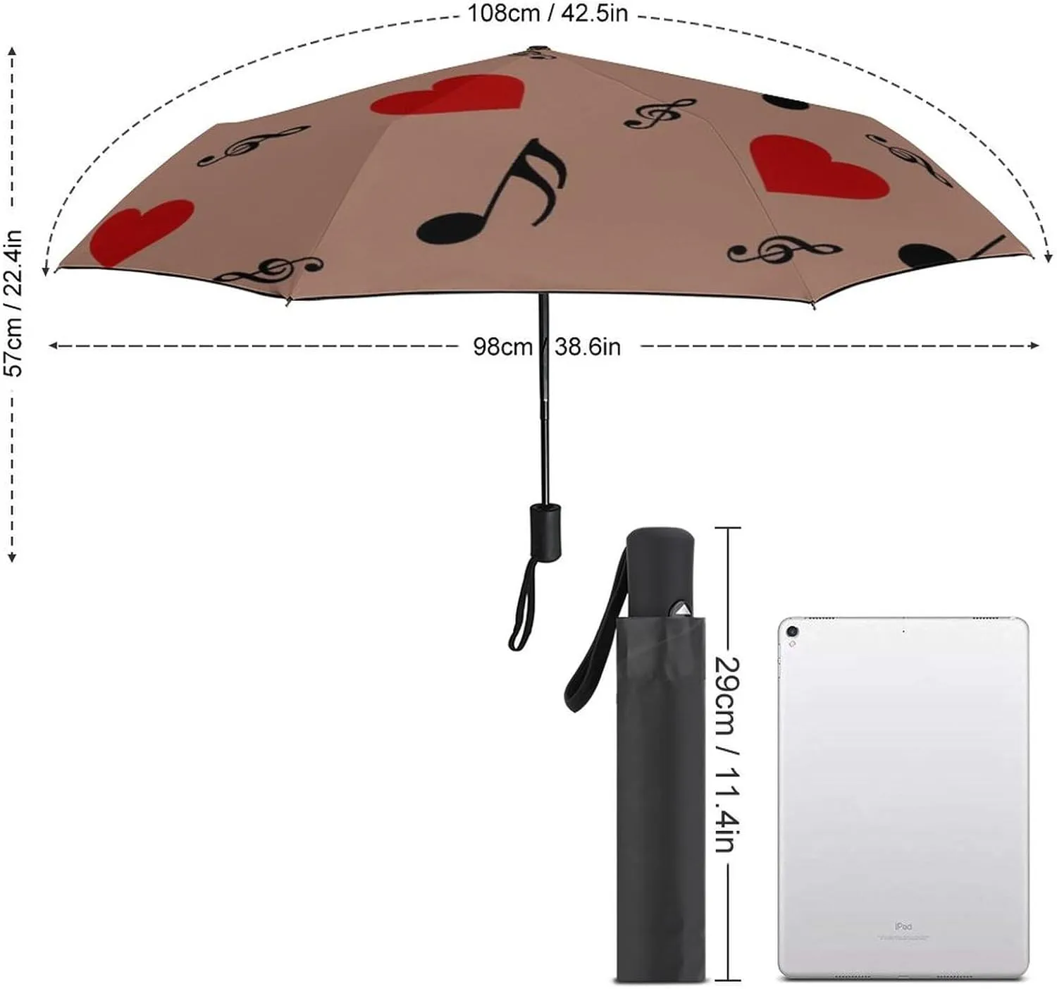 Umbrella Compact Folding Wooded Hunting Travel Umbrella Auto Open And Close for Windproof, Rainproof