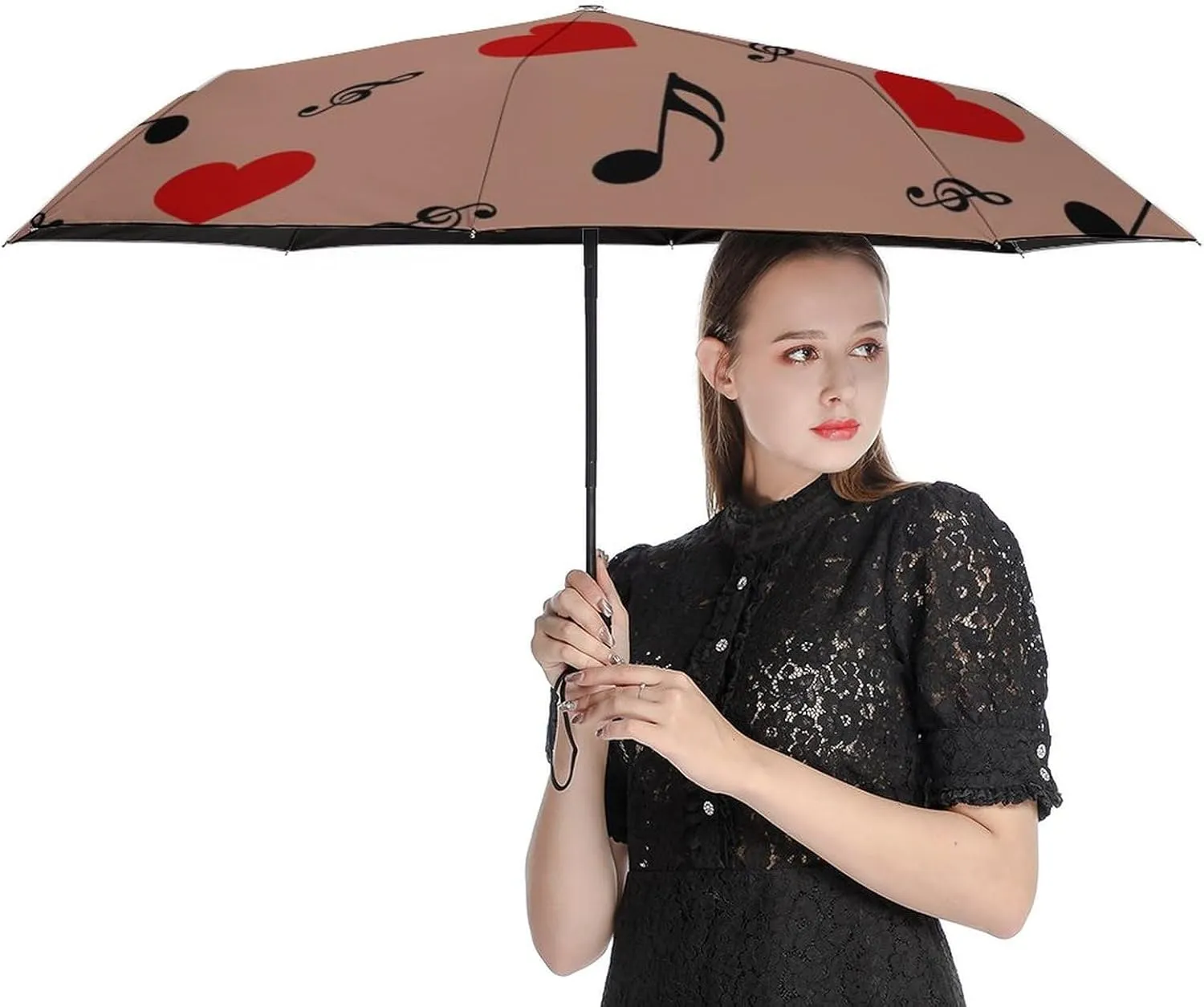 Umbrella Compact Folding Wooded Hunting Travel Umbrella Auto Open And Close for Windproof, Rainproof