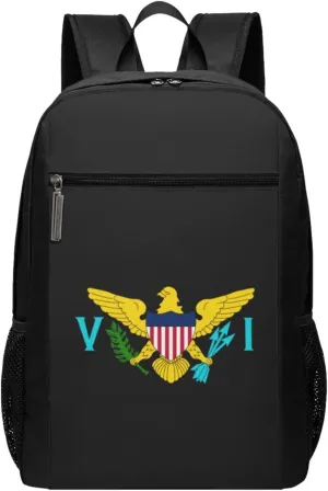 United States Virgin Islands Flag Logo Travel Laptop Backpack, Business Anti Theft Slim Sturdy Laptops Backpacks, College Computer Bag Gift for Men & Women Fits 17 Inch Notebook,Black