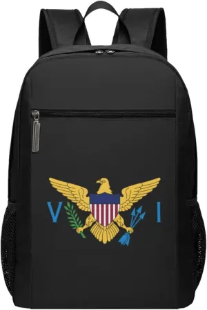 United States Virgin Islands Flag Travel Laptop Backpack, Business Anti Theft Slim Sturdy Laptops Backpacks, College Computer Bag Gift for Men & Women Fits 17 Inch Notebook,Black