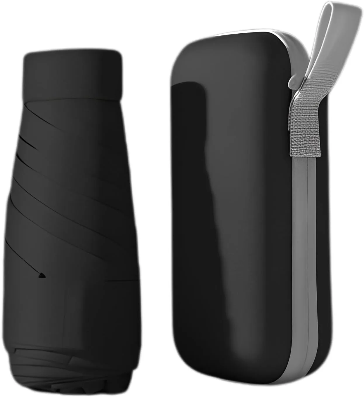 UPF50  Mini Travel Umbrella 15cm – Windproof Compact Parasol with Zippered Case (225g for Hiking/Pocket), UV Protection & Multi-Functional Key Holder