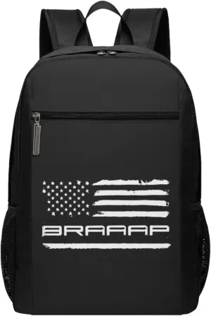 USA Flag Braaap Motocross Dirt Bike Travel Laptop Backpack, Business Anti Theft Slim Sturdy Laptops Backpacks, College Computer Bag Gift for Men & Women Fits 17 Inch Notebook,Black