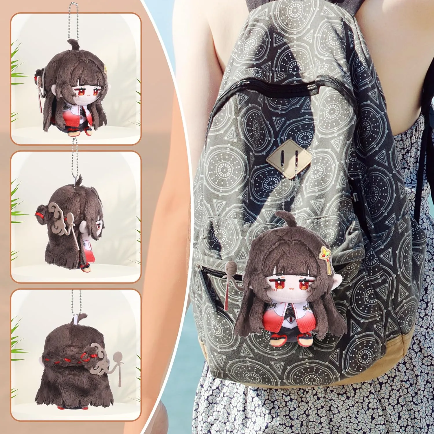 UTIEHD Honkai Star Rail Plush Keychains, Cute 4 Inch Collectible Dolls, Compact Size for Bags and Keys for Fans (Lingsha)