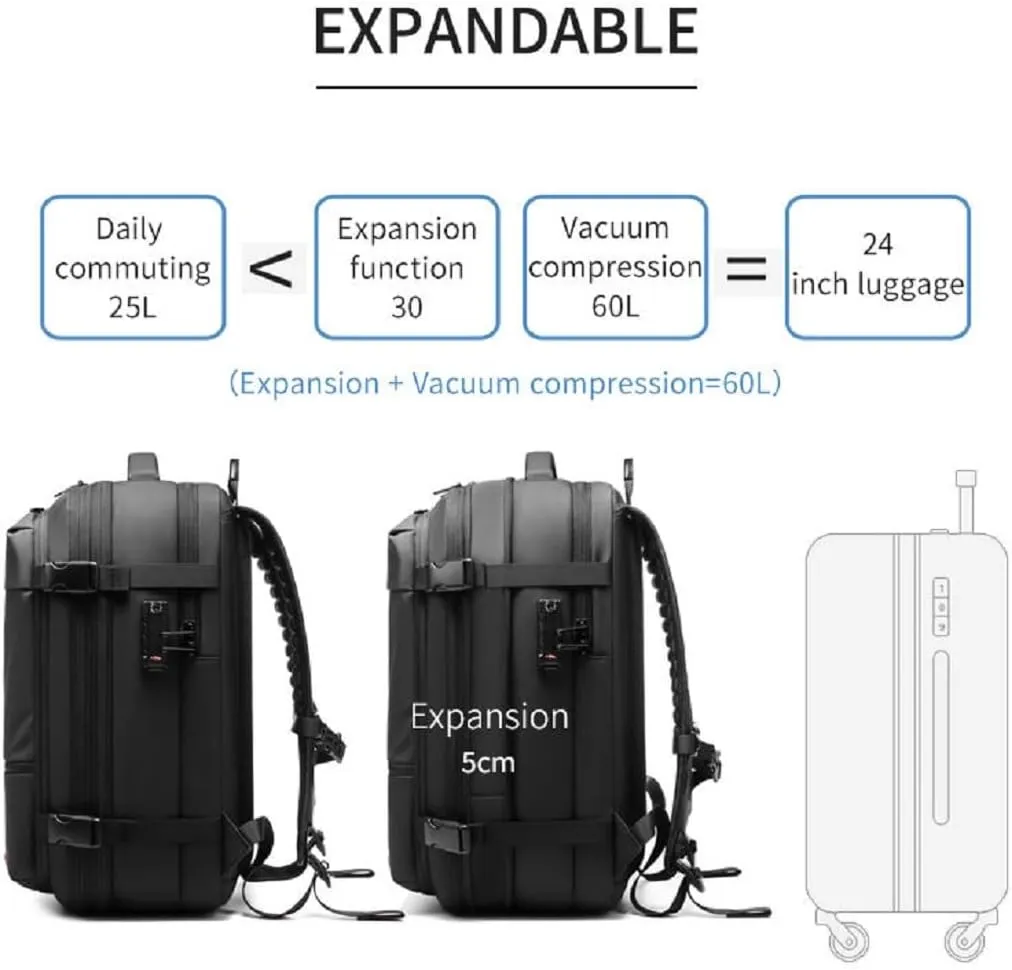 Vacpack Backpack, Vacpack Vacuum Backpack Luggage, Waterproof And Anti-Theft Expandable Large Capacity (Gray   Vacuum Pump)
