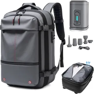 Vacpack Backpack, Vacpack Vacuum Backpack Luggage, Waterproof And Anti-Theft Expandable Large Capacity (Gray   Vacuum Pump)