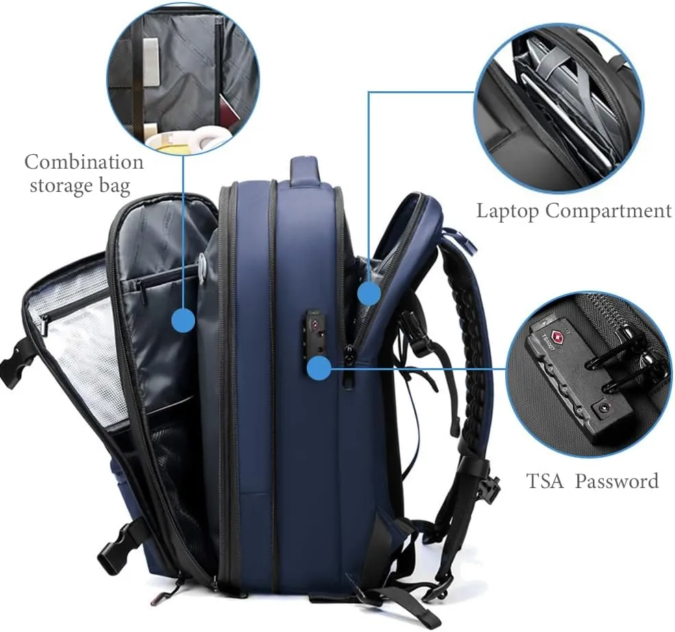 Vacuum Backpack for Travel, 25 Inch Expandable Vacuum Compression Bag with Electric Vacuum Pump, Space Saver Bags (Blue)
