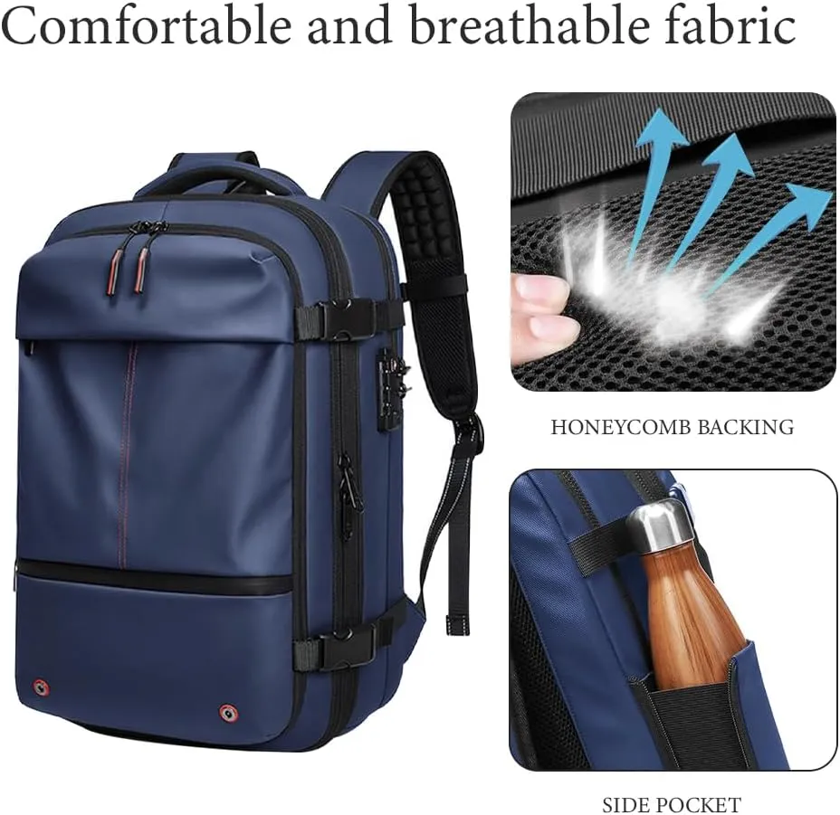 Vacuum Backpack for Travel, 25 Inch Expandable Vacuum Compression Bag with Electric Vacuum Pump, Space Saver Bags (Blue)