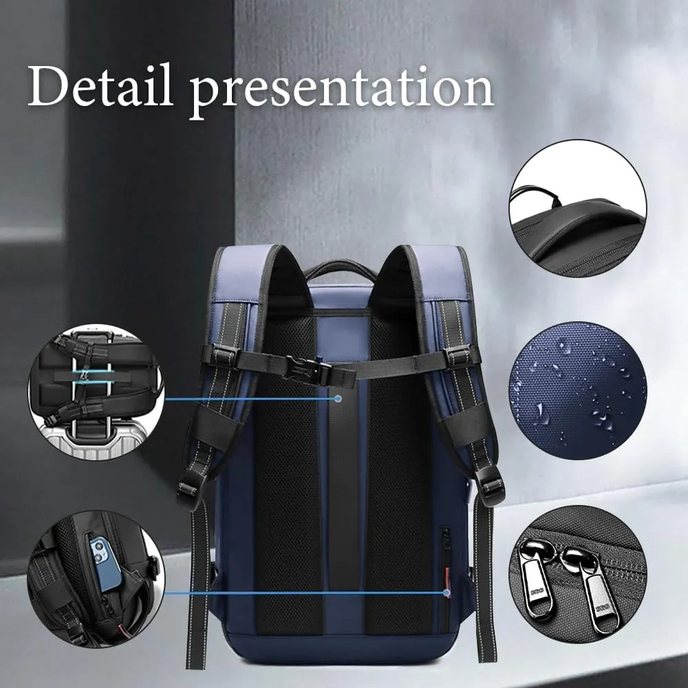 Vacuum Backpack for Travel, 25 Inch Expandable Vacuum Compression Bag with Electric Vacuum Pump, Space Saver Bags (Blue)
