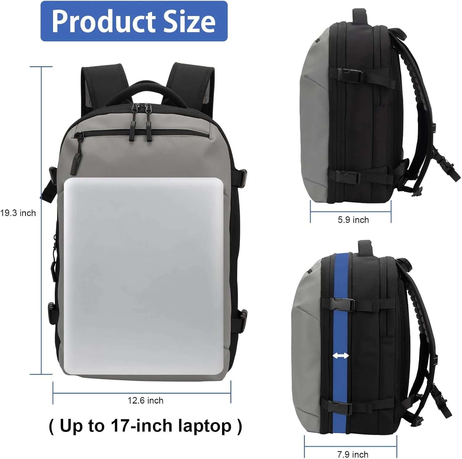 Vacuum Backpack Travel, Lightweight Waterproof Airback 60L Expandable Compression bag for Travel, TSA Friendly Flight Approved, Work, Business Trip, Commute