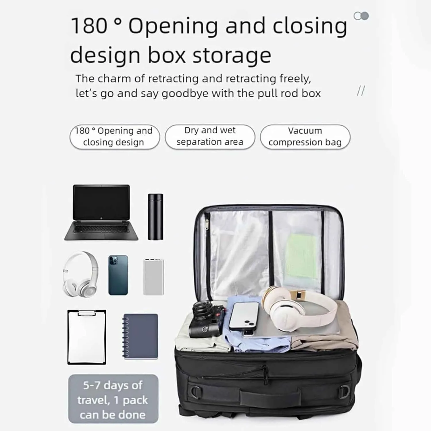 Vacuum Compression Backpack, Vacuum Backpack Travel Bag with Pump, Expandable 36L-55L Multi-Purpose Backpacks with Shoe Bag (With Pump)