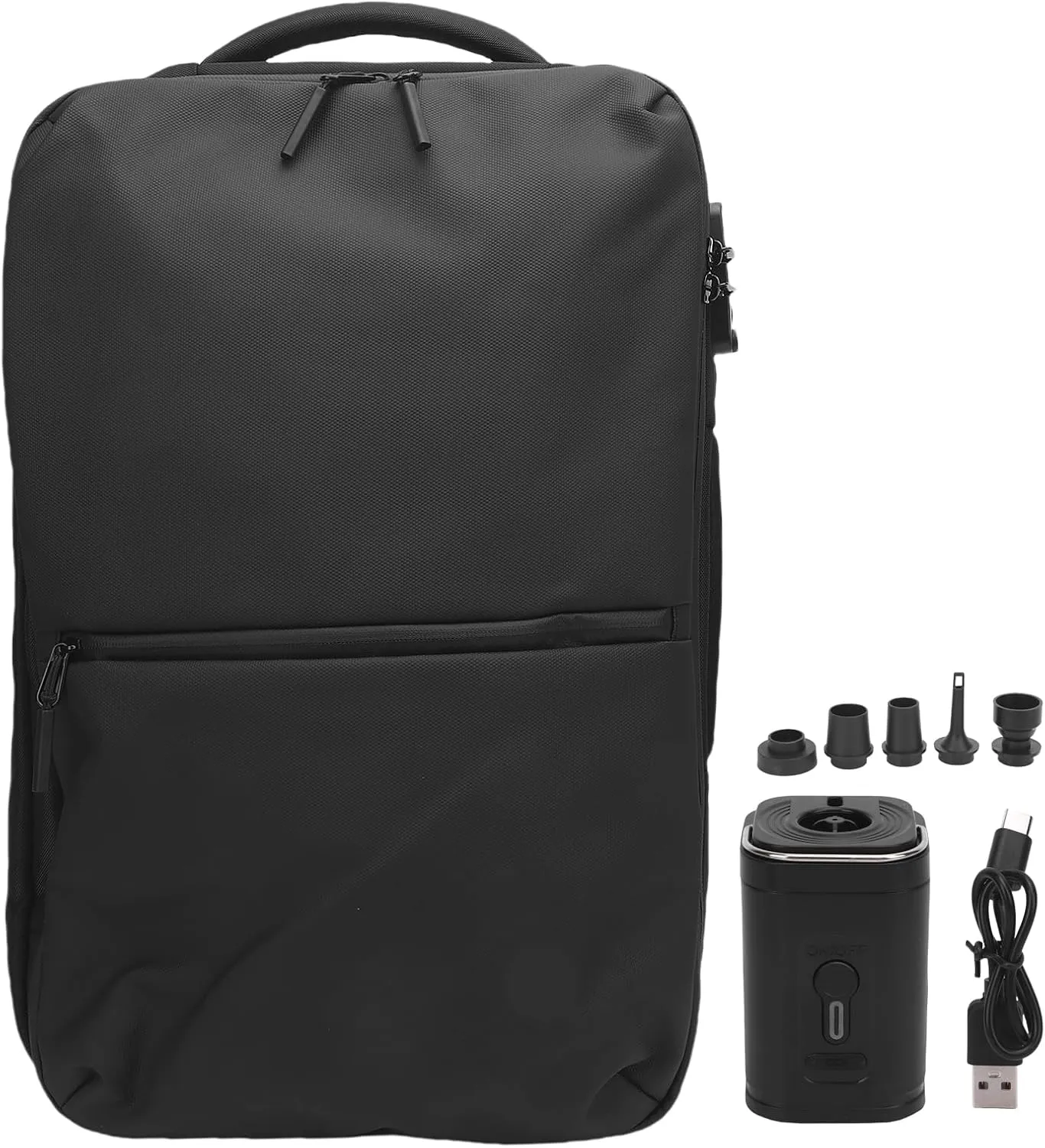 Vacuum Seal Expandable Travel Backpack with Pump and Lock, 56L Rain Proof Compression Backpack for Business Trip