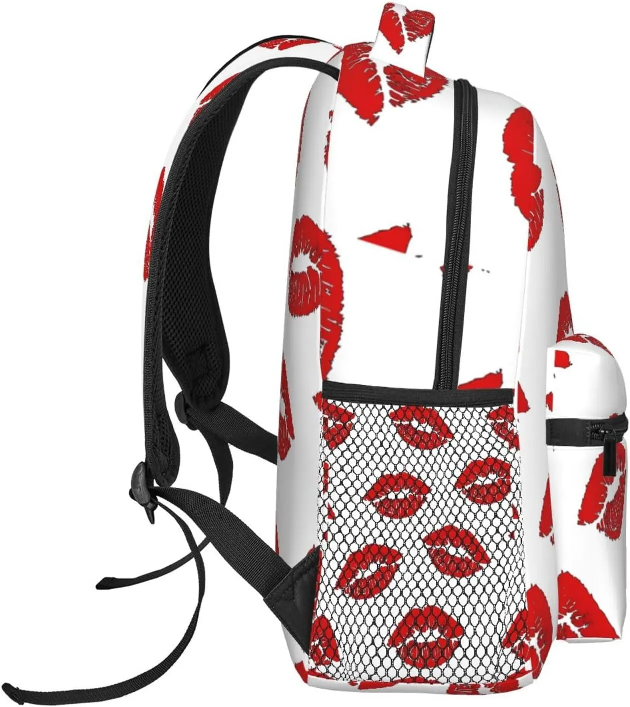 Valentine Kiss Hot Red Nice Lips Casual Backpack Travel Pack Bag Laptop Backpacks With Side Pockets Front Zipper Pockets Bookpack Daypack Picnic Rucksack Computer Bag